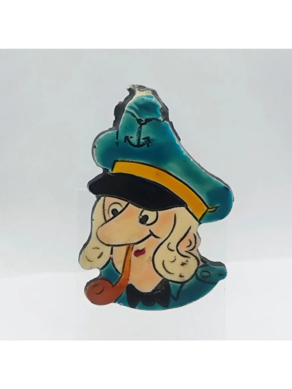 Vtg 1950s West Germany Figural Ship Boat Captain Brooch Painted Lacquer 3
